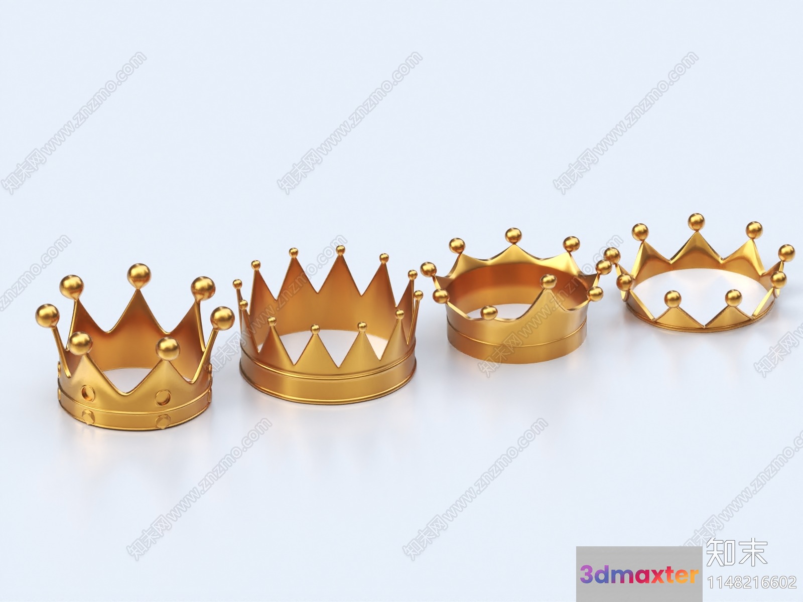 Gold Crowns 3D Model - 4267 - VRAY Render