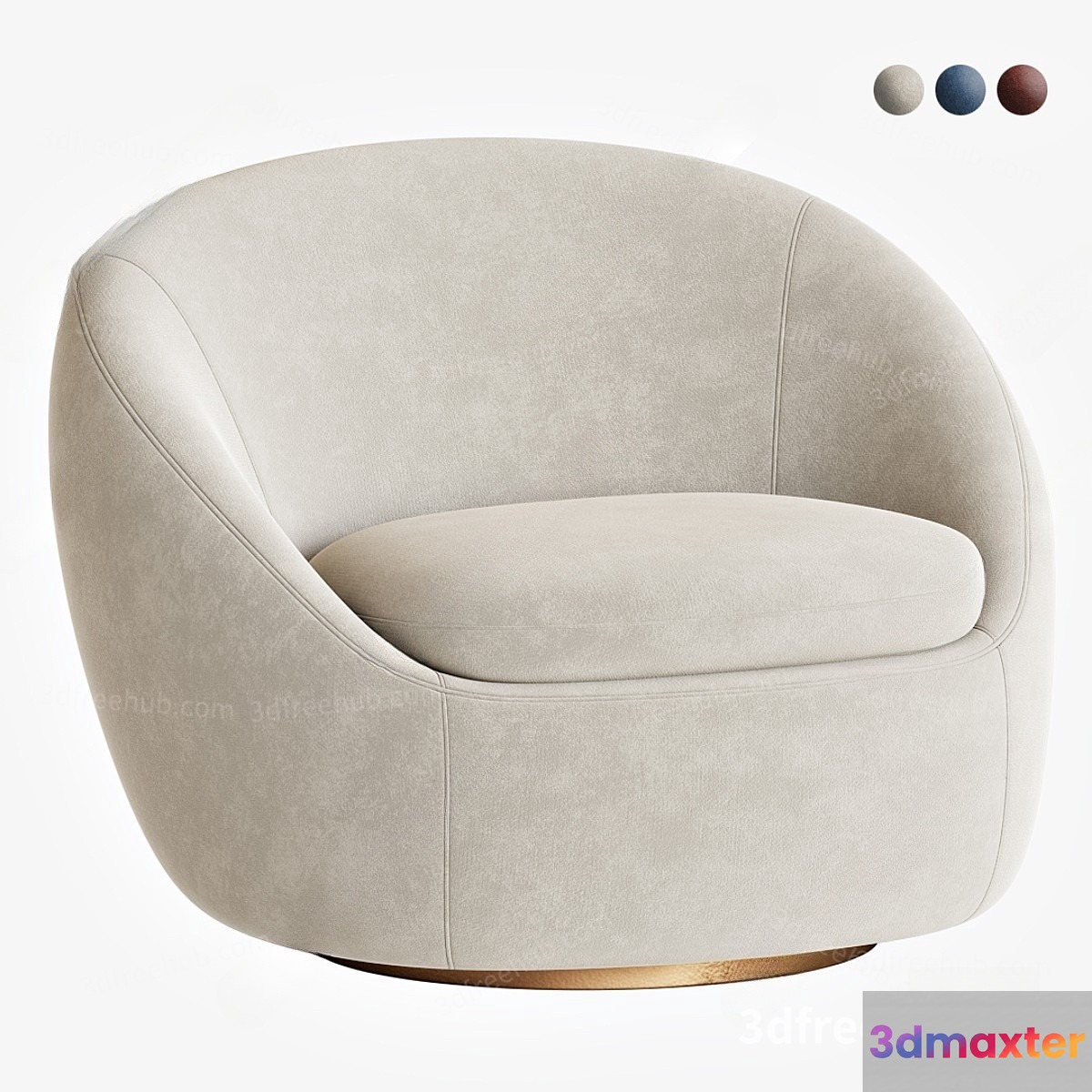 A White Swivel Chair 3D Model - 23297 - VRAY Render