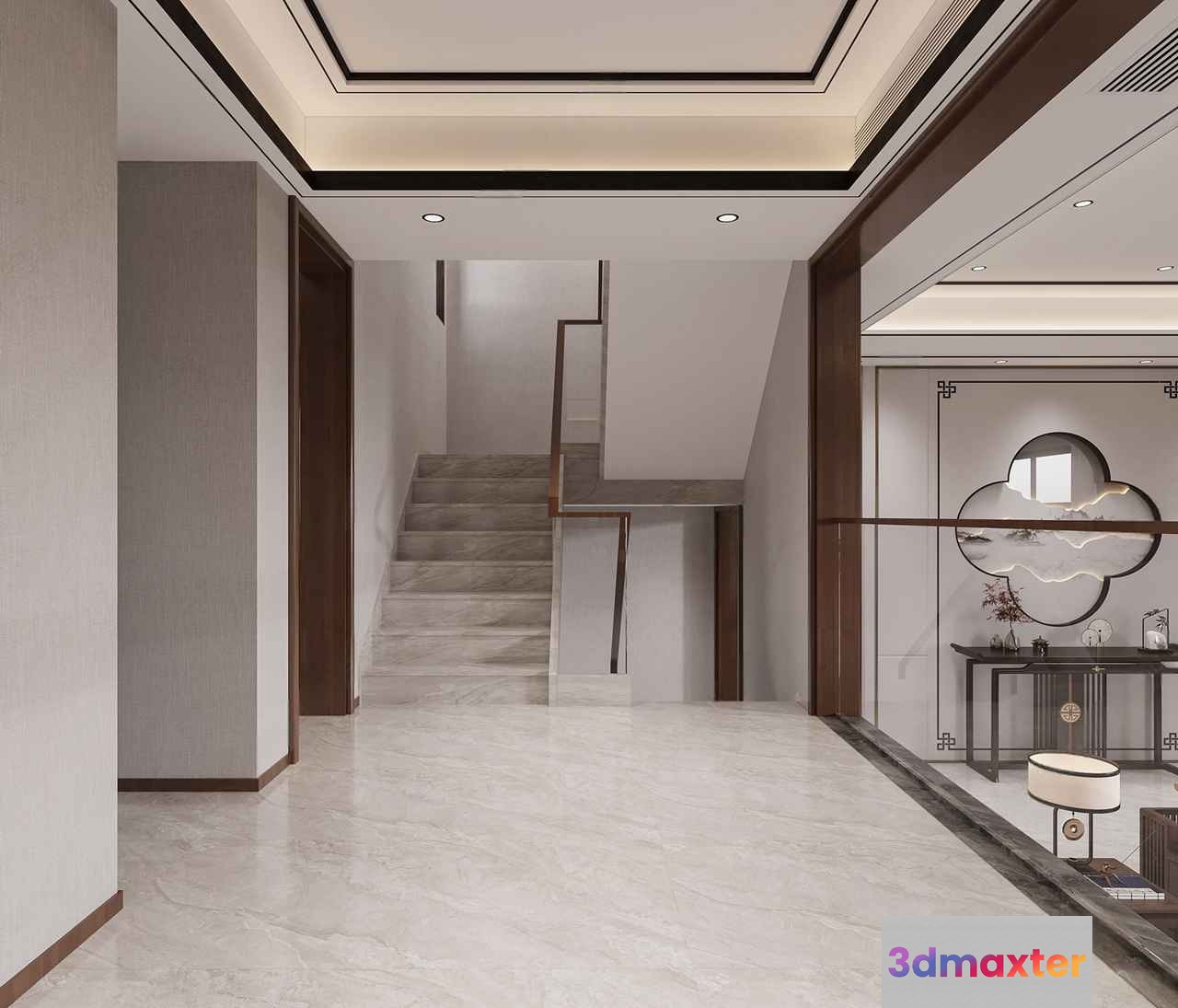 Modern Marble Hallway 3D Model - 15307 - CORONA Render