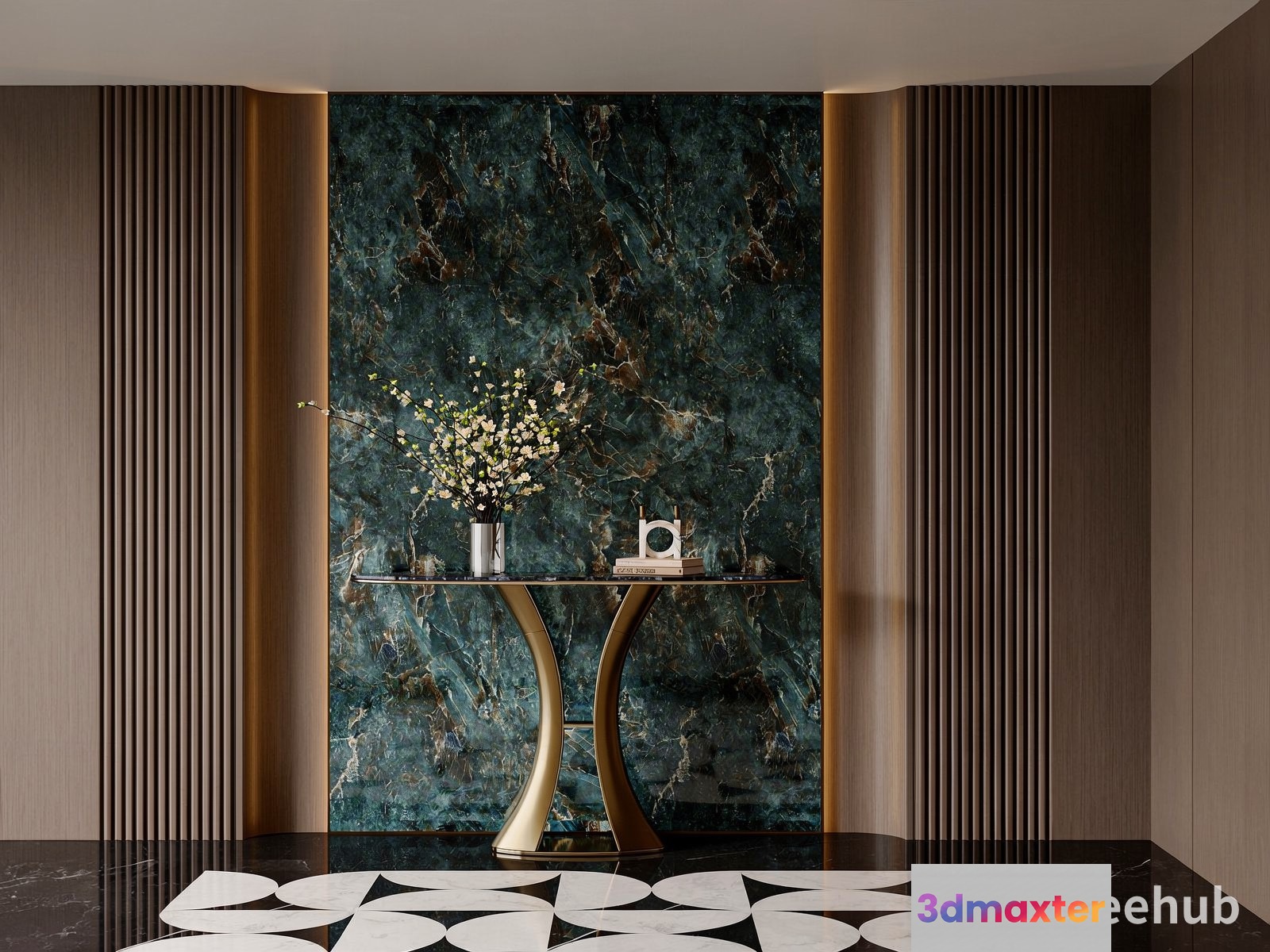 Modern Hallway With Table 3D Model - 20825 - VRAY Render