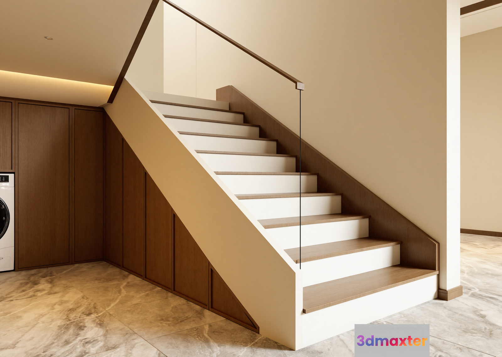 Modern Wooden Staircase 3D Model - 23170 - VRAY Render