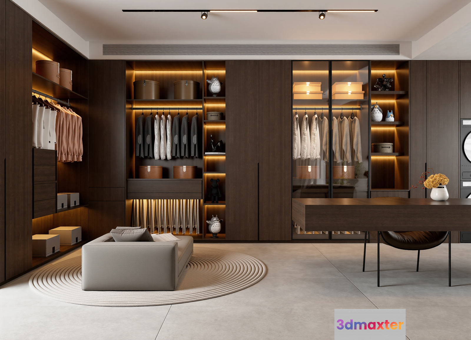 Modern Dark Wood Closet 3D Model - 22336 - VRAY Render