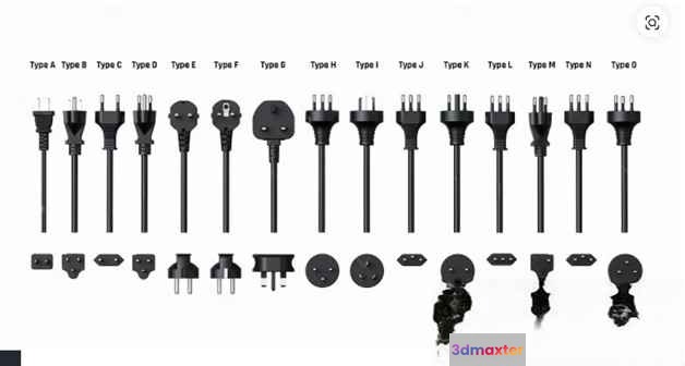 A Collection Of Power Plugs 3D Model - 3632 - CORONA Render