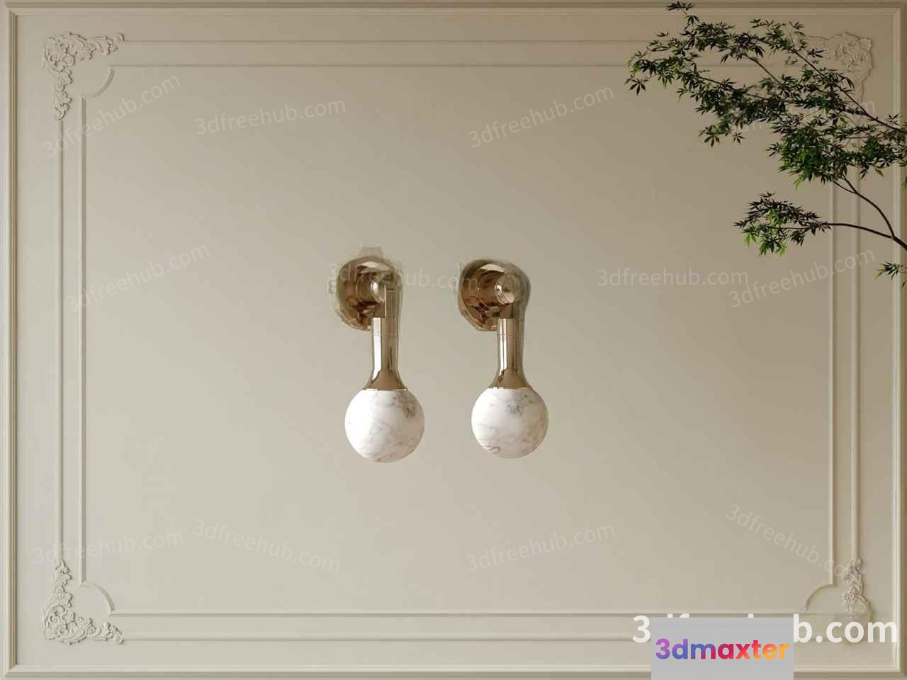 Gold Light Fixture 3D Model - 21123 - VRAY Render