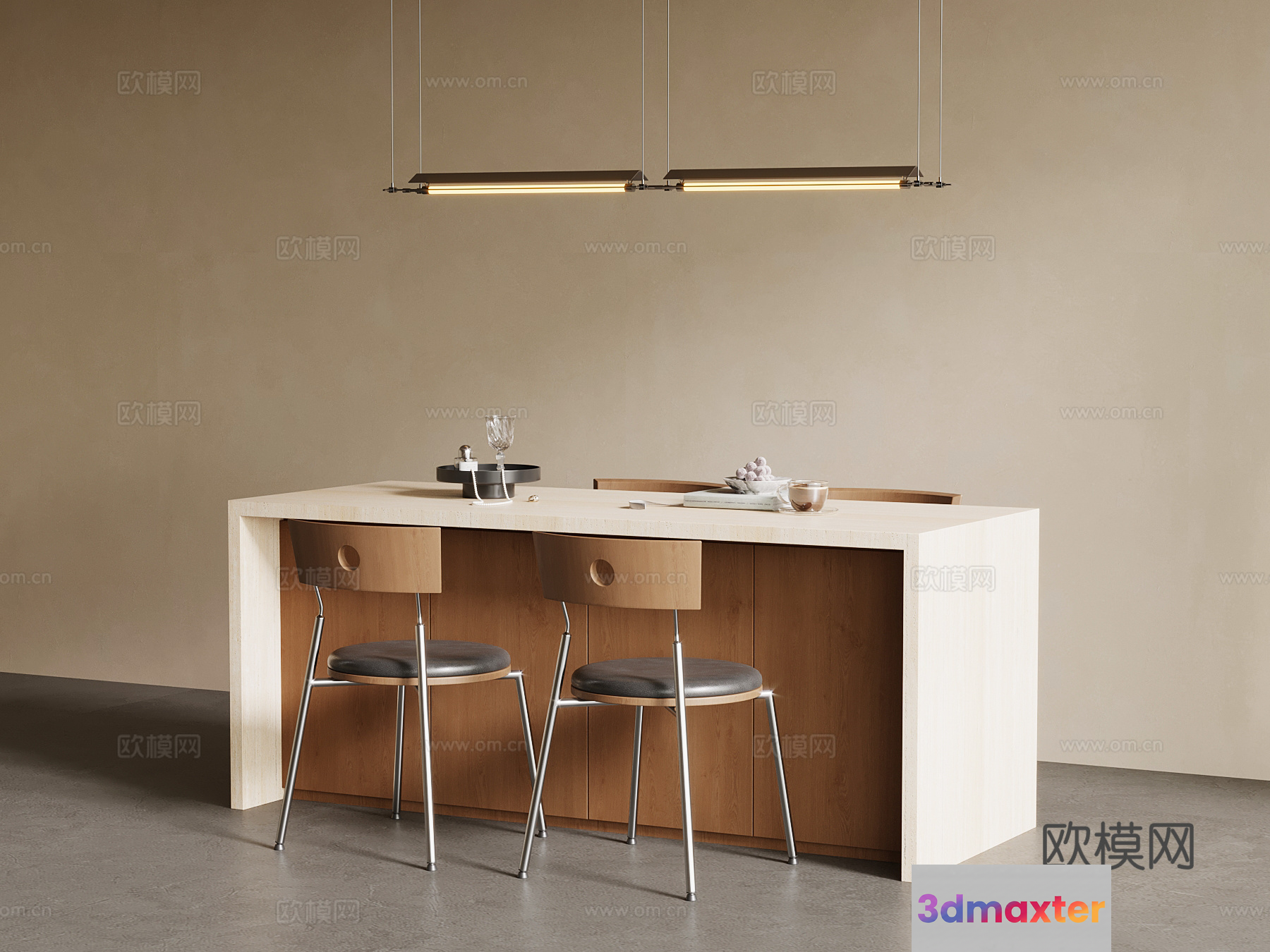 Modern Minimalist Kitchen 3D Model - 4069 - VRAY Render