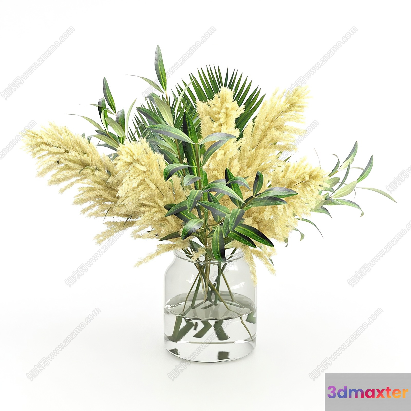 A Glass Vase With Flowers 3D Model - 7311 - VRAY Render