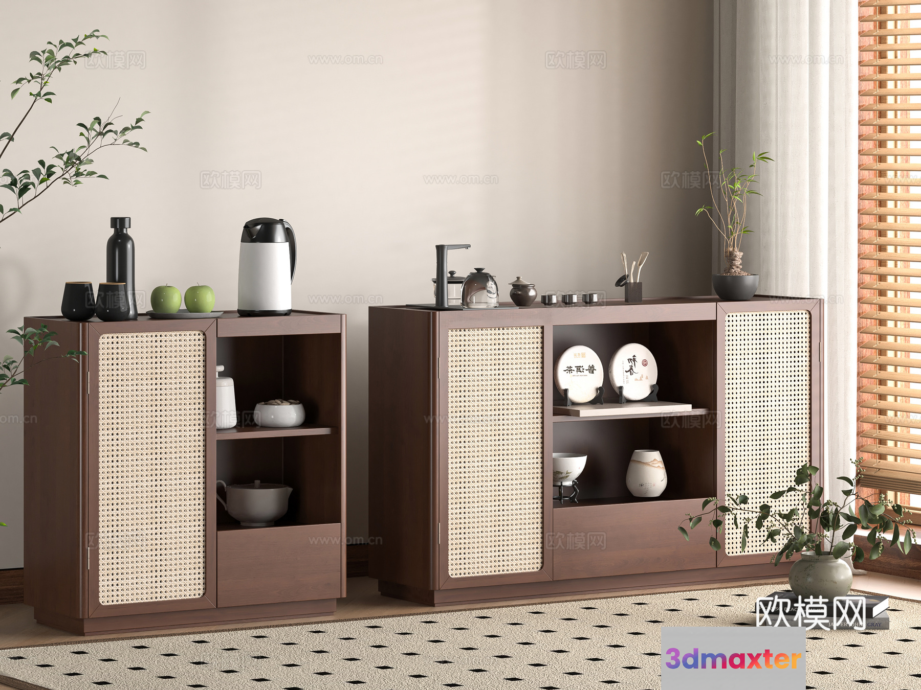 Rustic Wooden Furniture 3D Model - 7094 - VRAY Render