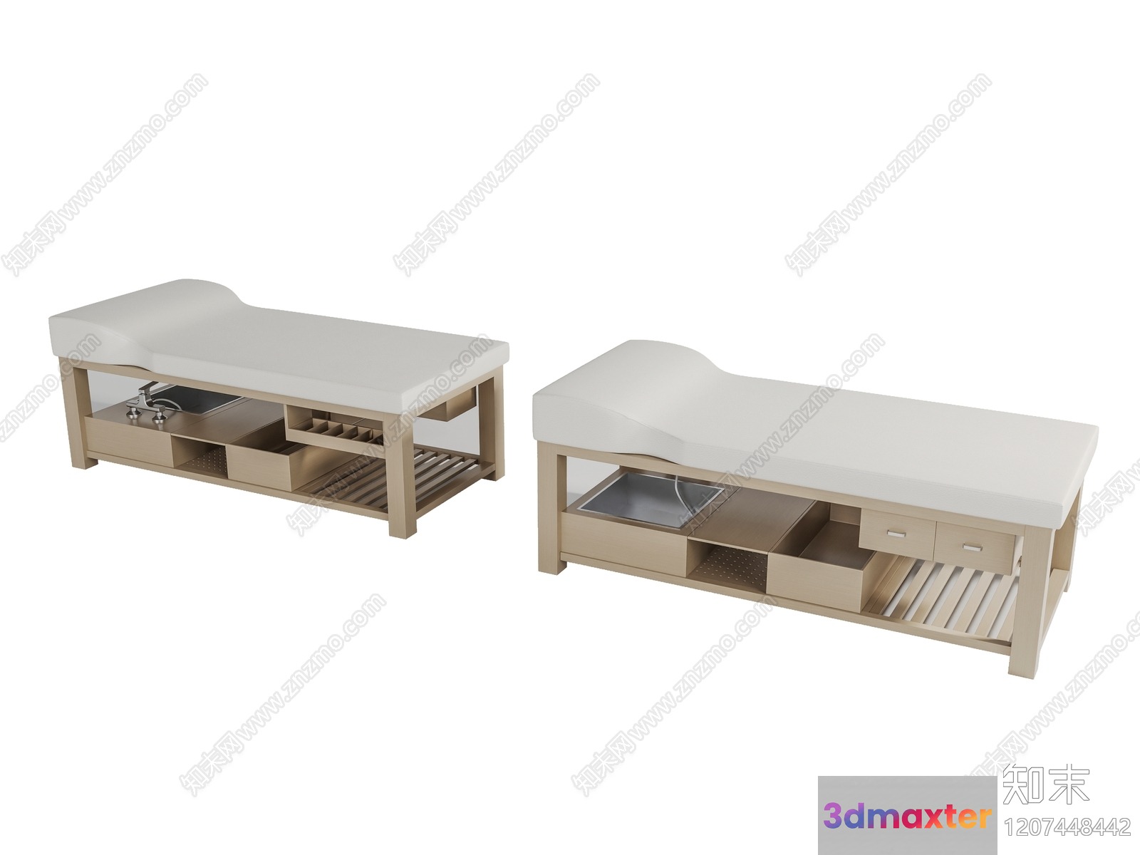 A Wooden Table With A White Top 3D Model - 601 - VRAY Render