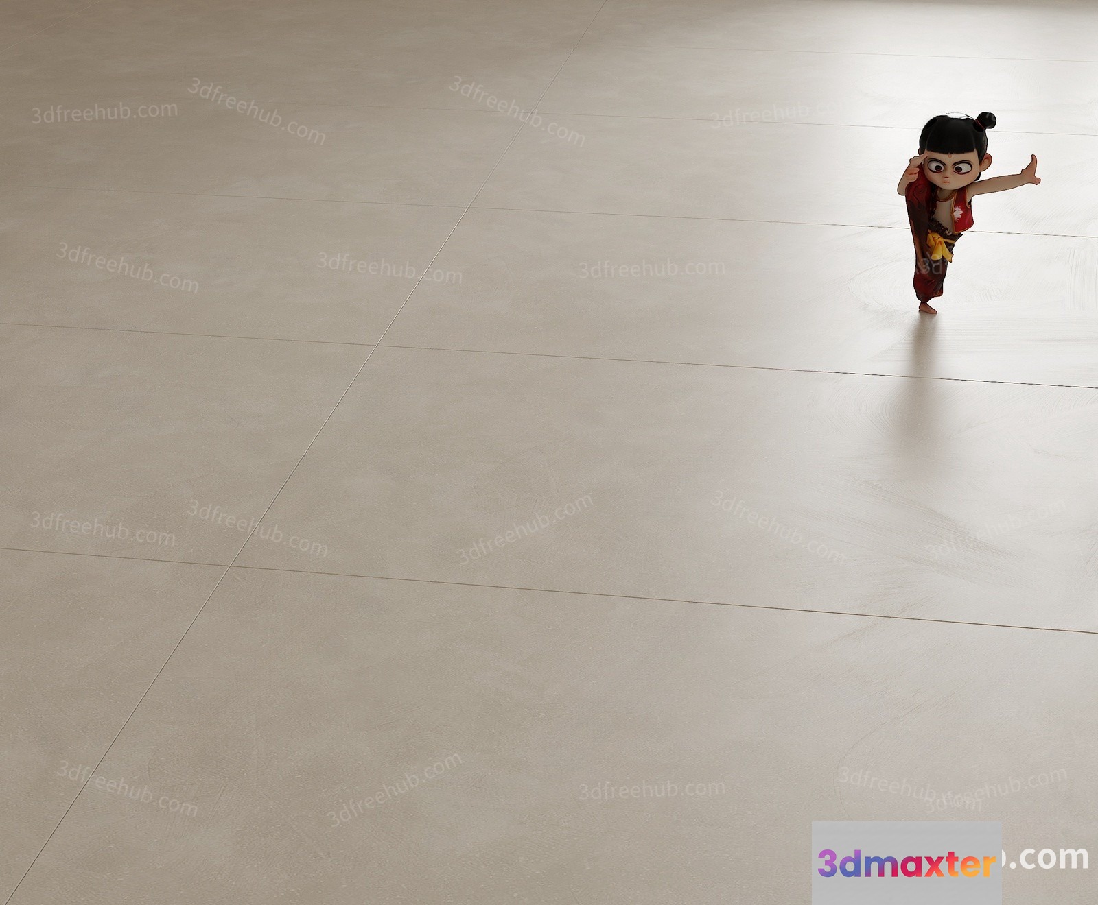 A Small Cartoon Girl In A Red Dress 3D Model - 22595 - VRAY Render