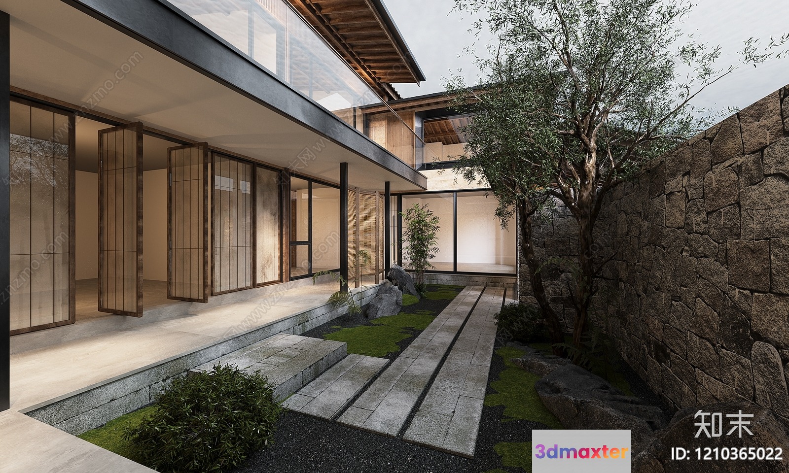 Modern Asian-Style House 3D Model - 23210 - VRAY Render