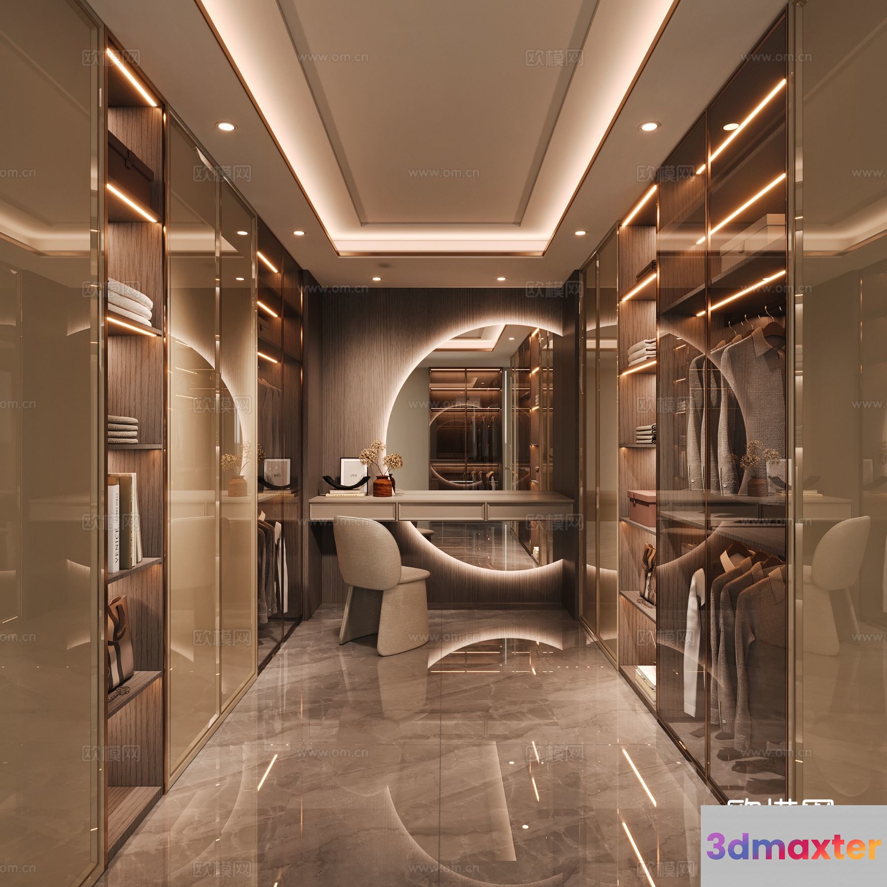 Modern Walk-In Closet 3D Model - 8730 - CORONA Render