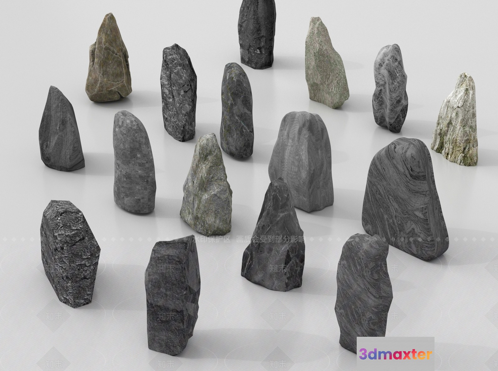 Small Grey Rocks 3D Model - 14751 - VRAY Render
