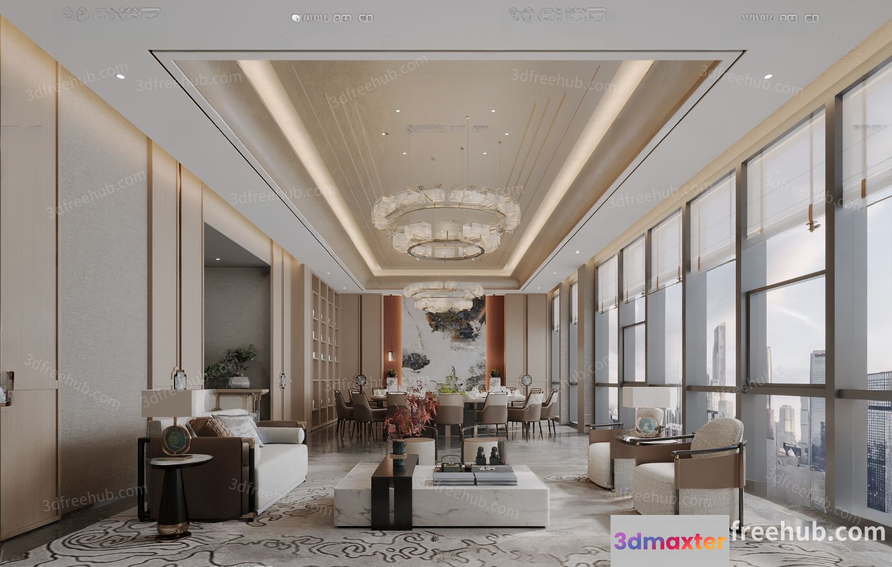 Modern Living Room 3D Model - 22620 - VRAY Render