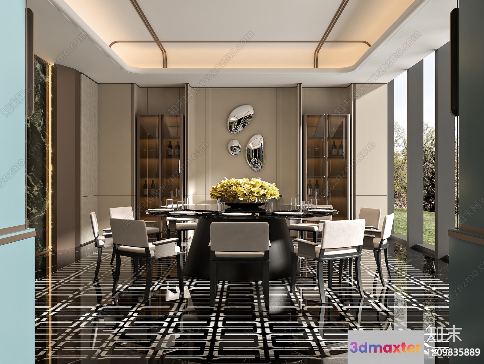 Modern Dining Room 3D Model - 16834 - VRAY Render