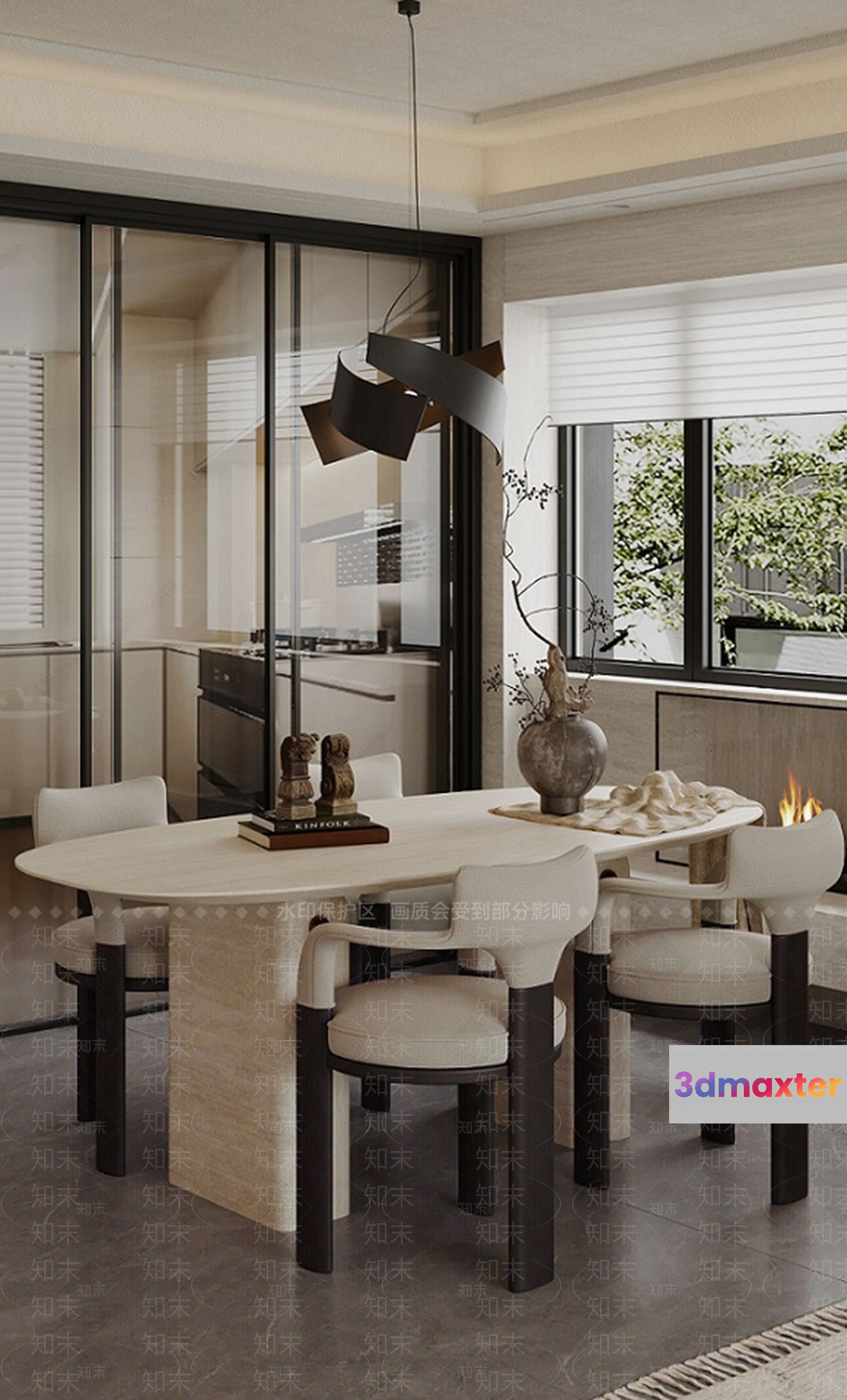 Modern Dining Room 3D Model - 3834 - VRAY Render