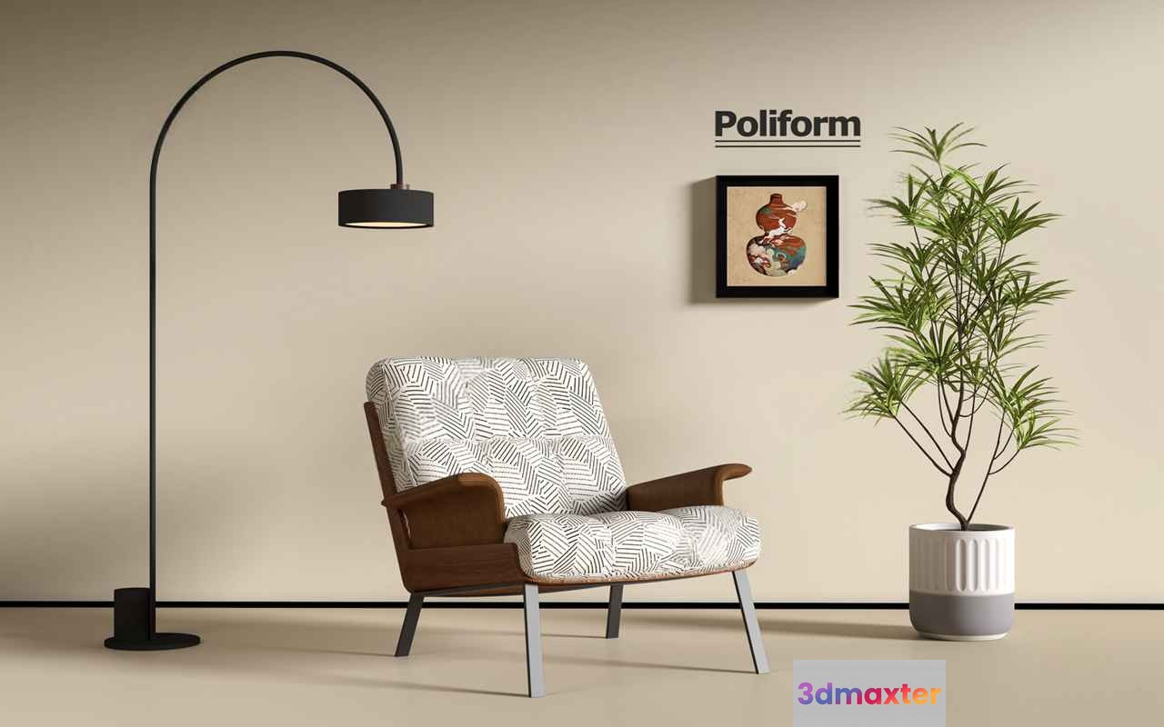 Modern Living Room 3D Model - 3532 - VRAY Render
