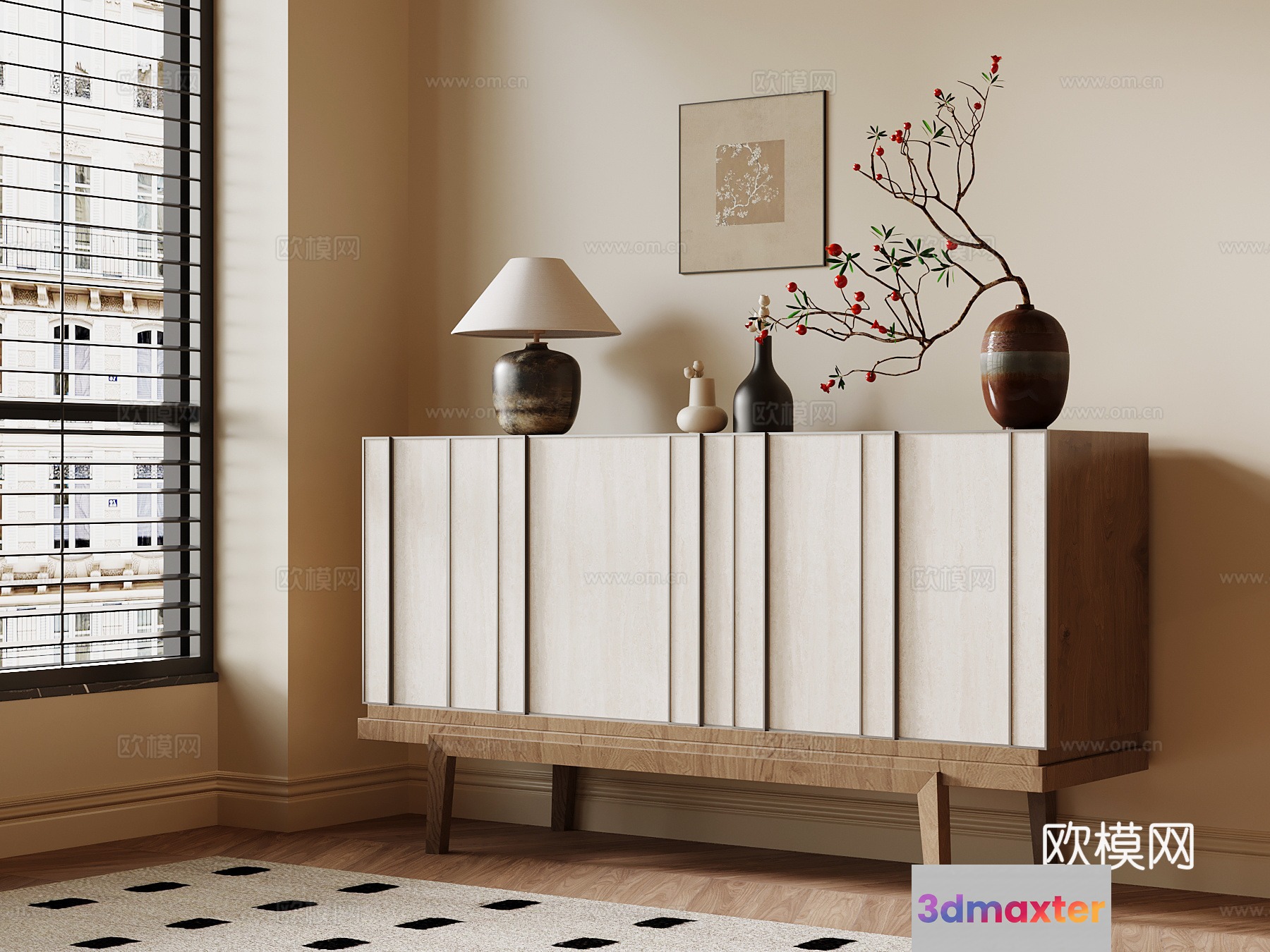 Modern Minimalist Sideboard 3D Model - 18634 - VRAY Render