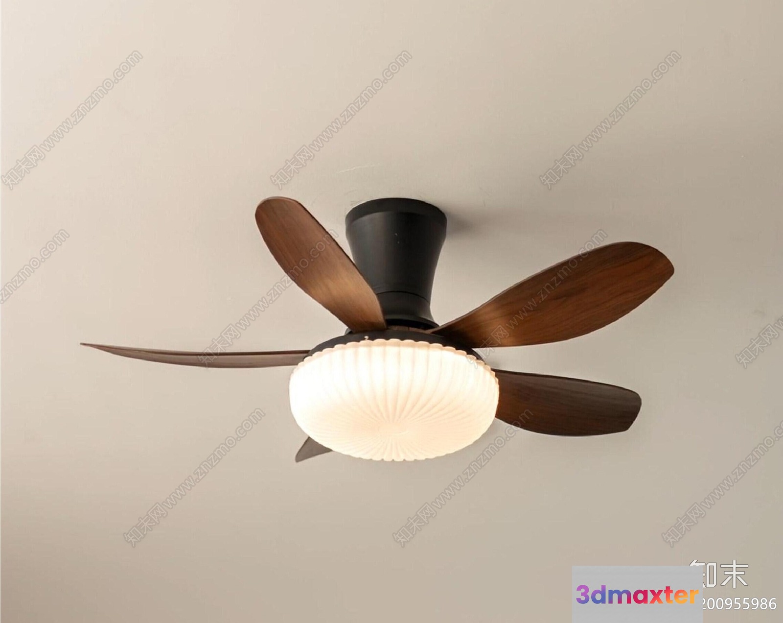 A Modern Ceiling Fan With A Light Fixture 3D Model - 11643 - CORONA Render