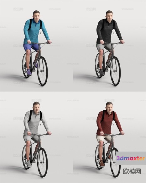 A Man Riding A Bike 3D Model - 4240 - VRAY Render