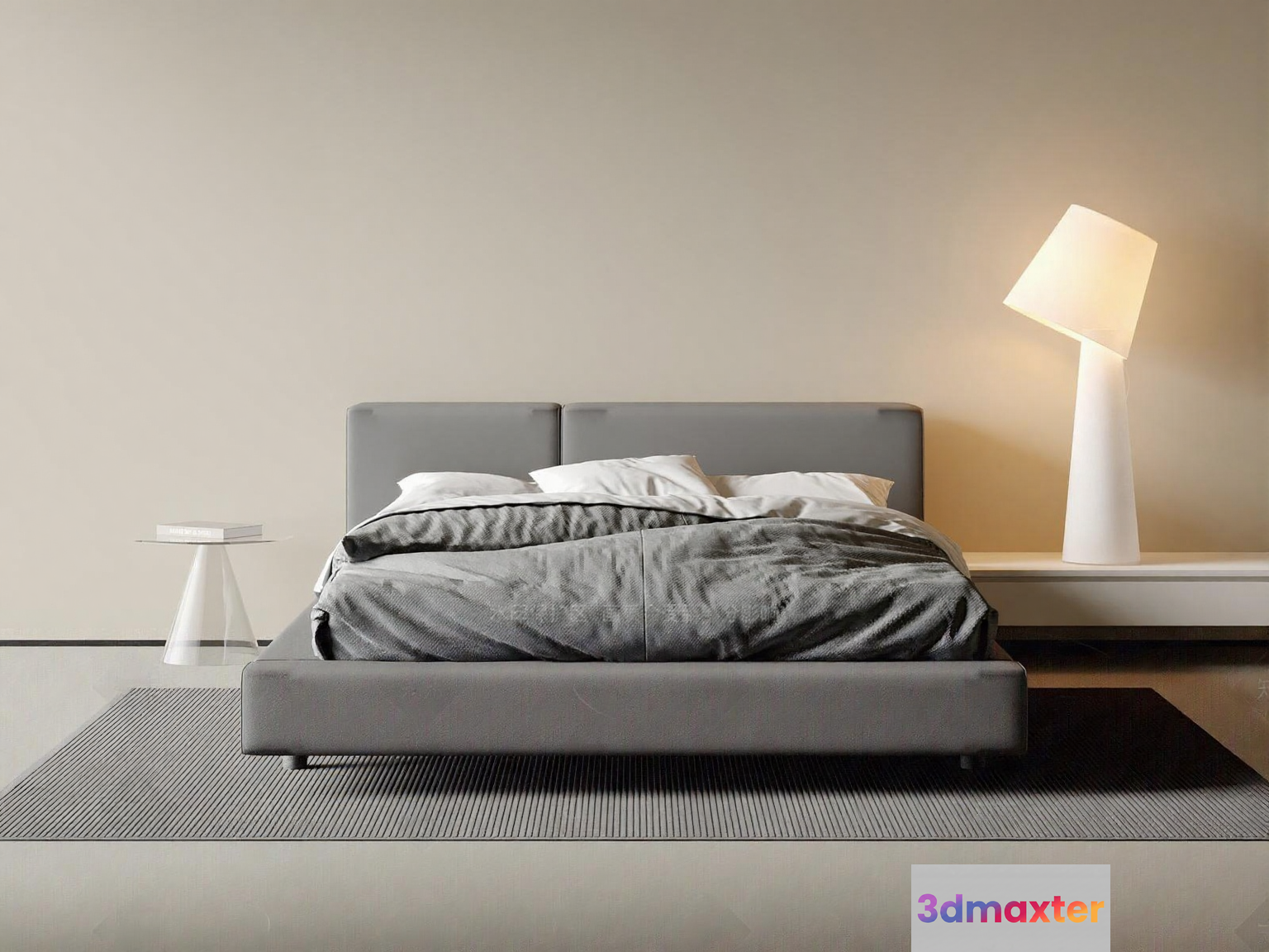 Modern Grey Bed 3D Model - 20659 - VRAY Render