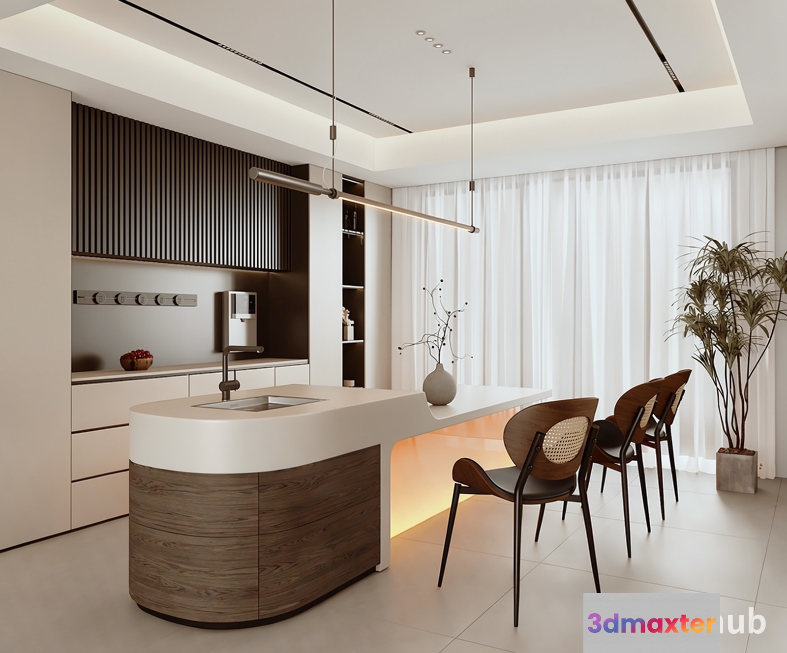 Modern Kitchen Design 3D Model - 23332 - VRAY Render