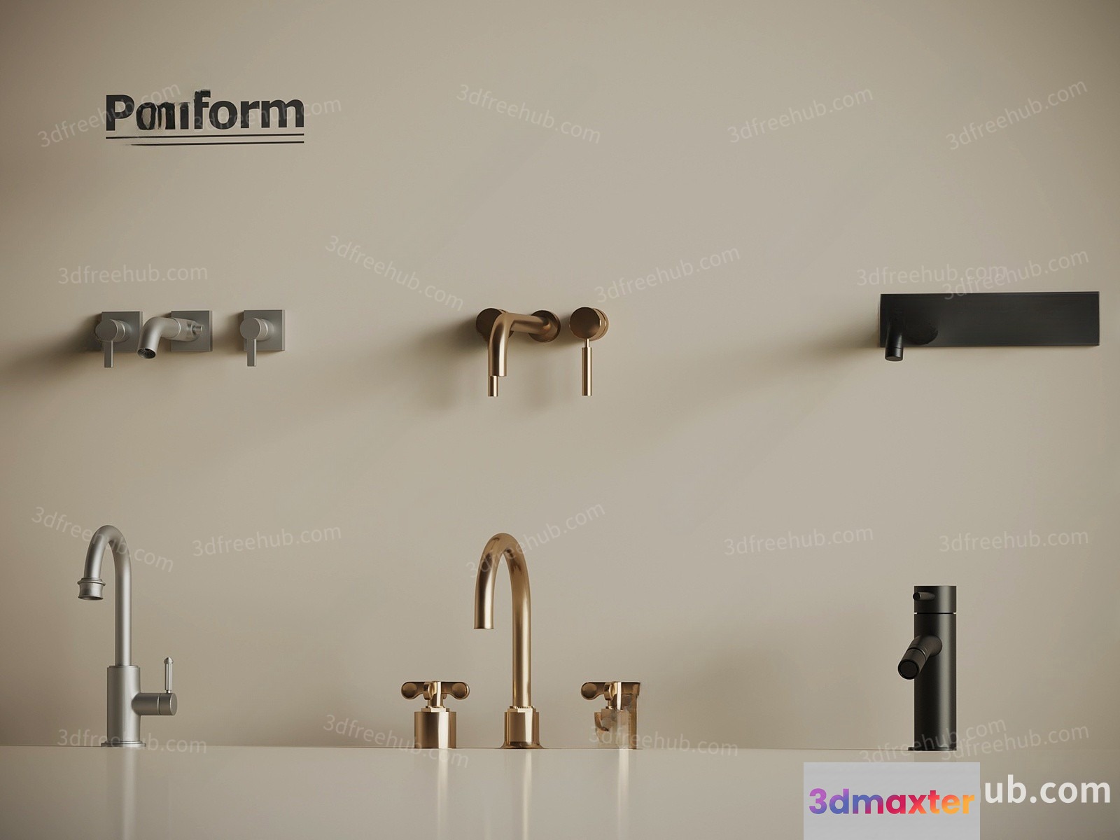 Modern Bathroom Fixtures 3D Model - 19402 - VRAY Render