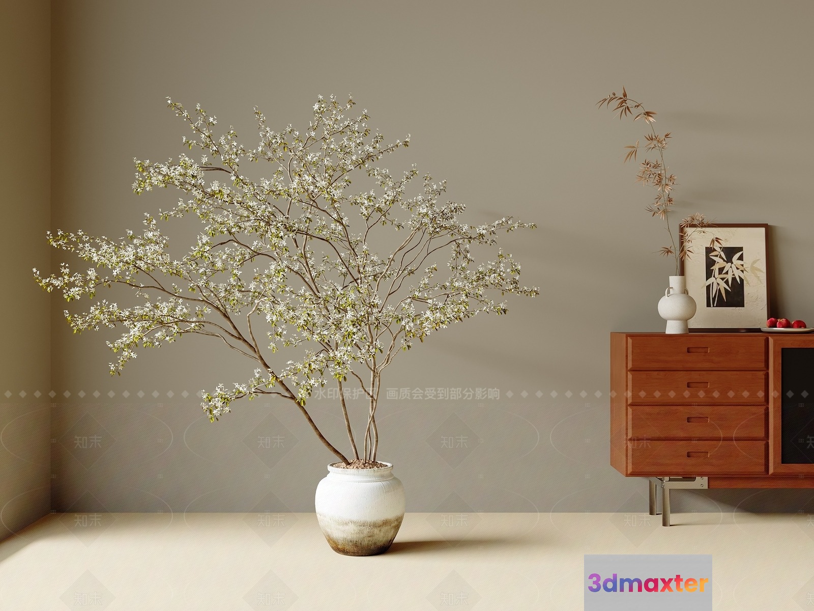 Modern Japanese-Inspired Decor 3D Model - 16060 - VRAY Render