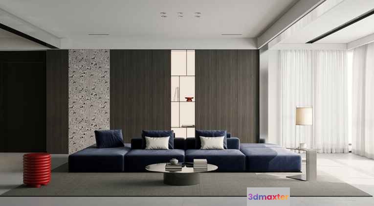 Modern Living Room 3D Model - 10455 - CORONA Render