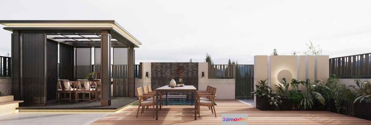 Outdoor Dining Area 3D Model - 12359 - VRAY Render