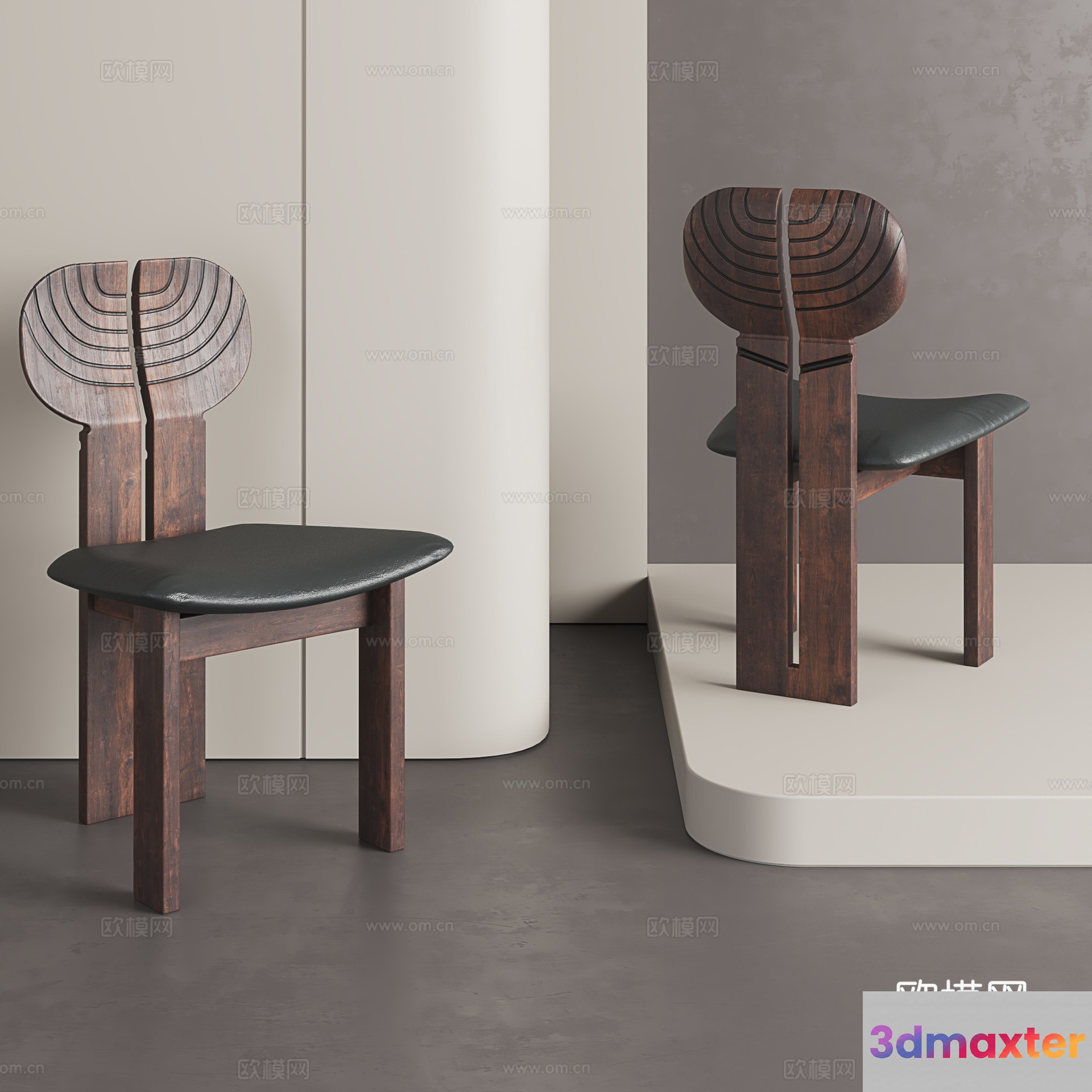 Wooden Chair With A Unique Design 3D Model - 2151 - VRAY Render