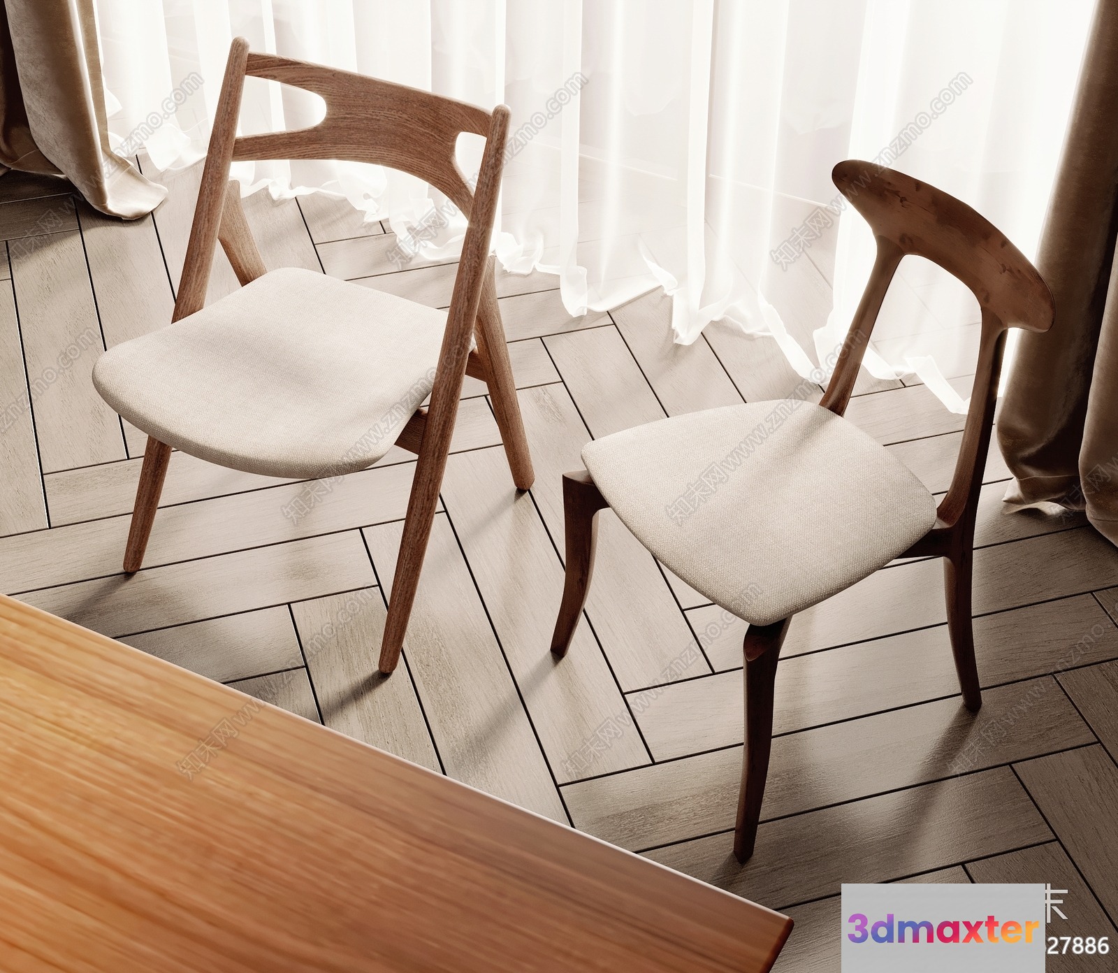 Wooden Dining Chairs 3D Model - 8705 - CORONA Render