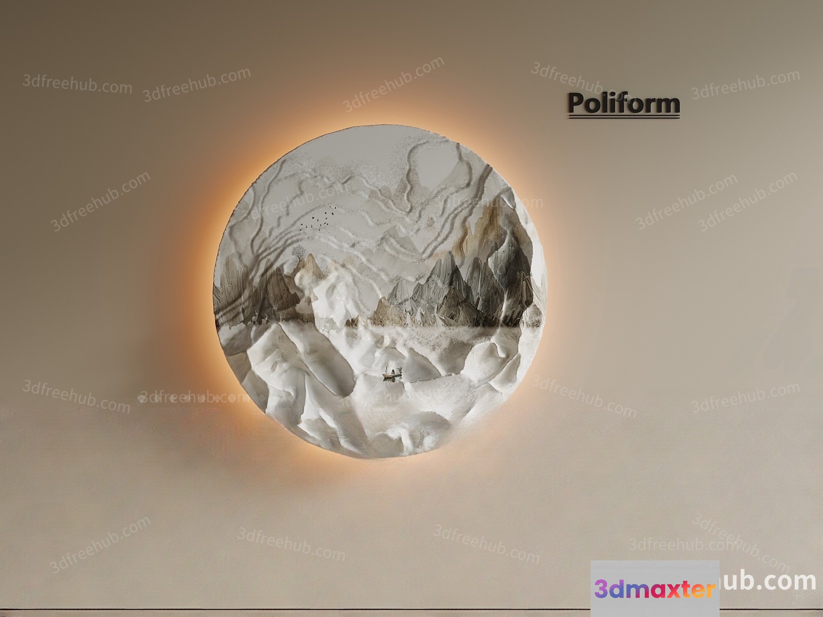 The Single Main Subject Is A Poliform Wall Light 3D Model - 18720 - VRAY Render