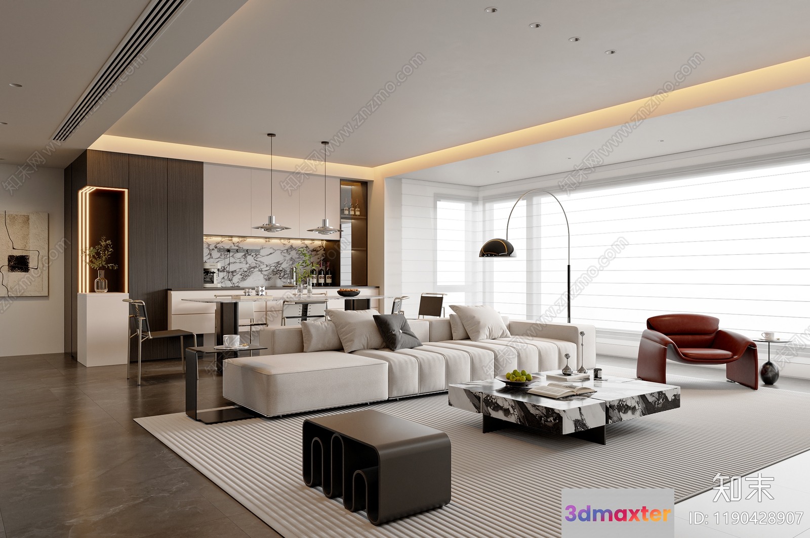A Modern Living Room 3D Model - 20106 - VRAY Render