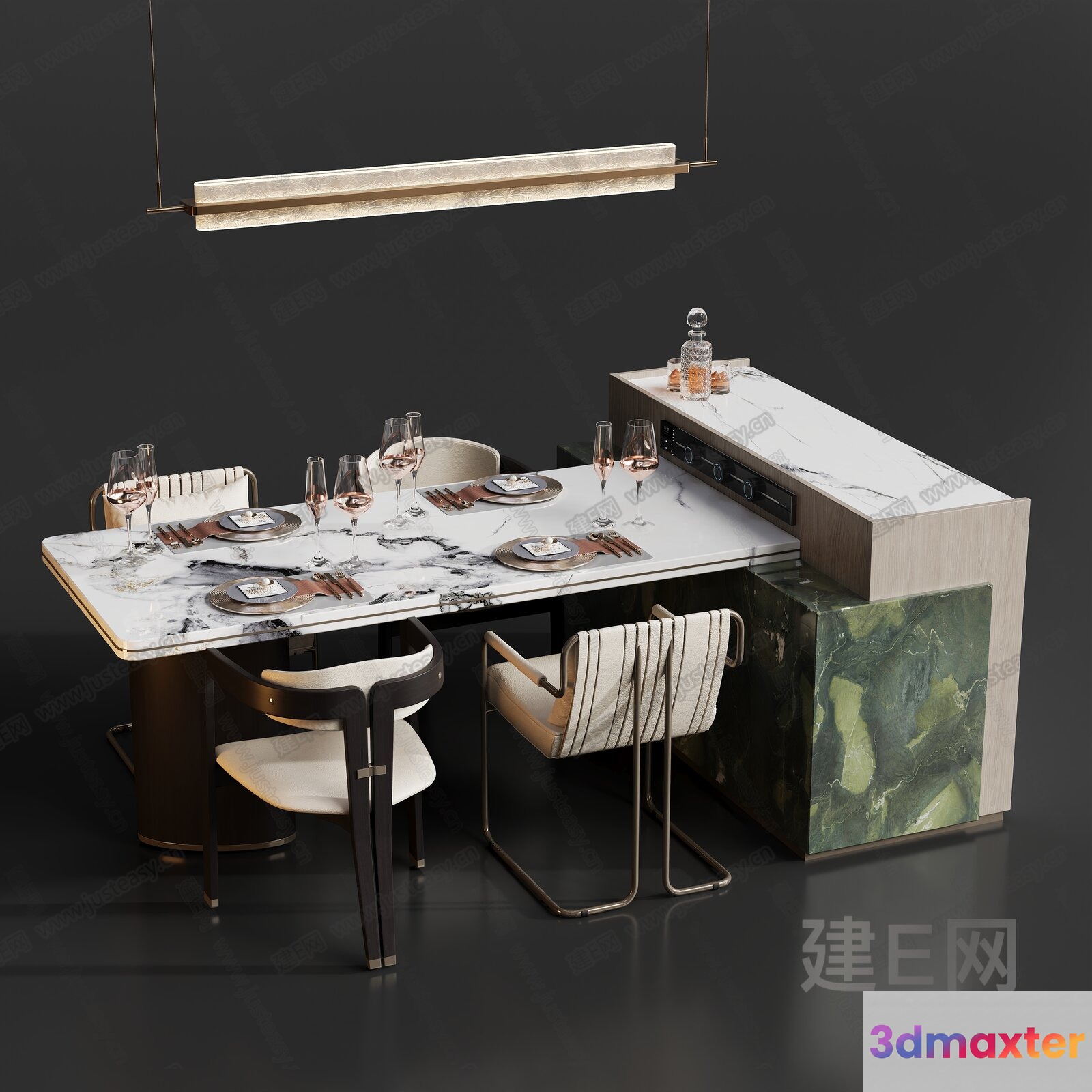 Modern Dining Table 3D Model - 10860 - VRAY Render