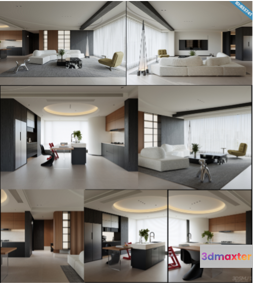 Modern Living Room 3D Model - 21525 - VRAY Render