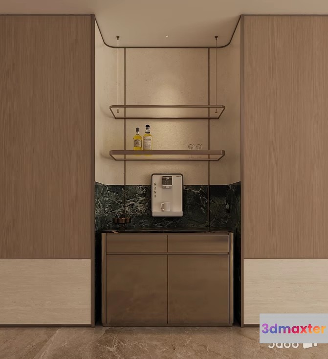 Modern Kitchen With Shelves 3D Model - 22322 - VRAY Render