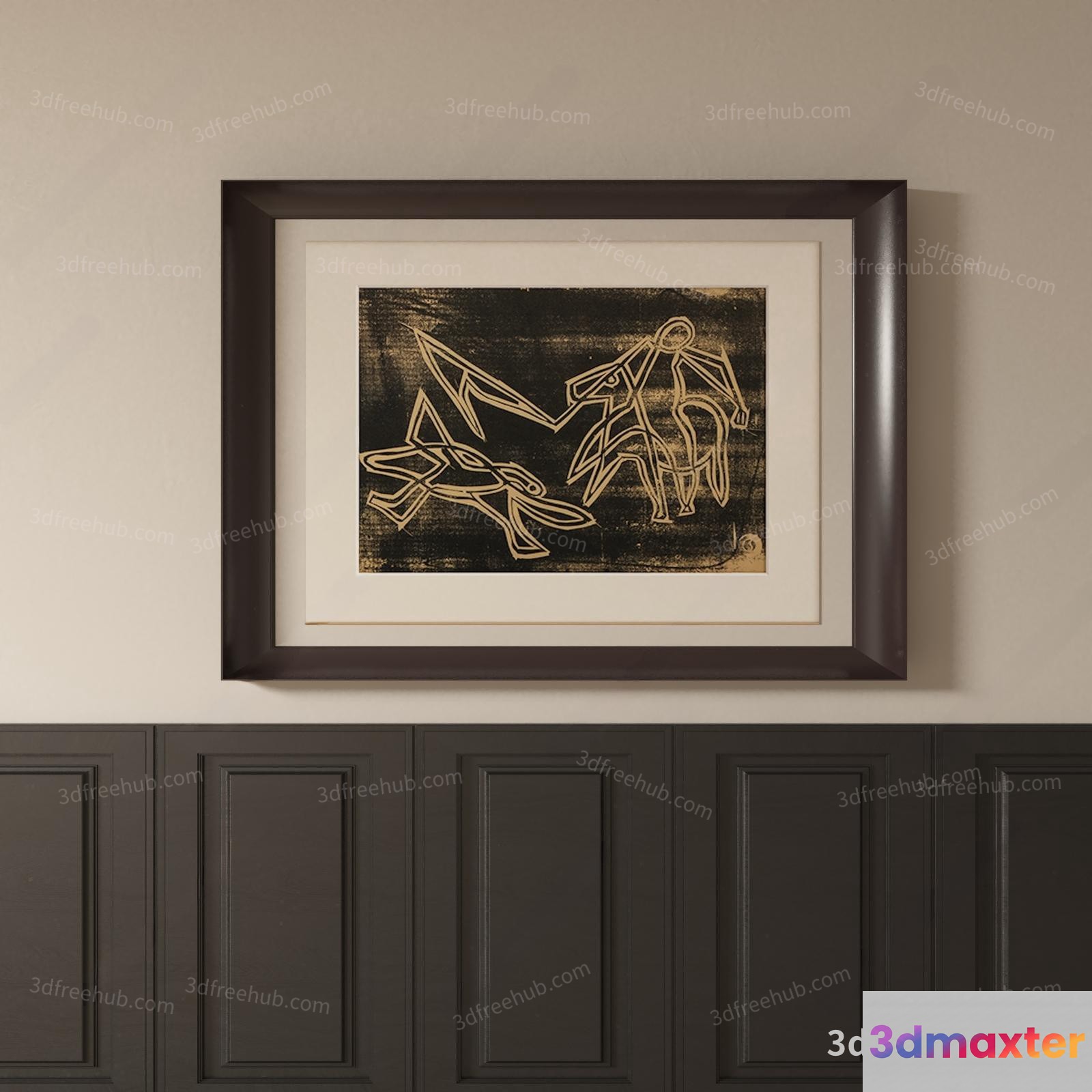 A Framed Artwork Hangs On A Wall 3D Model - 20197 - VRAY Render
