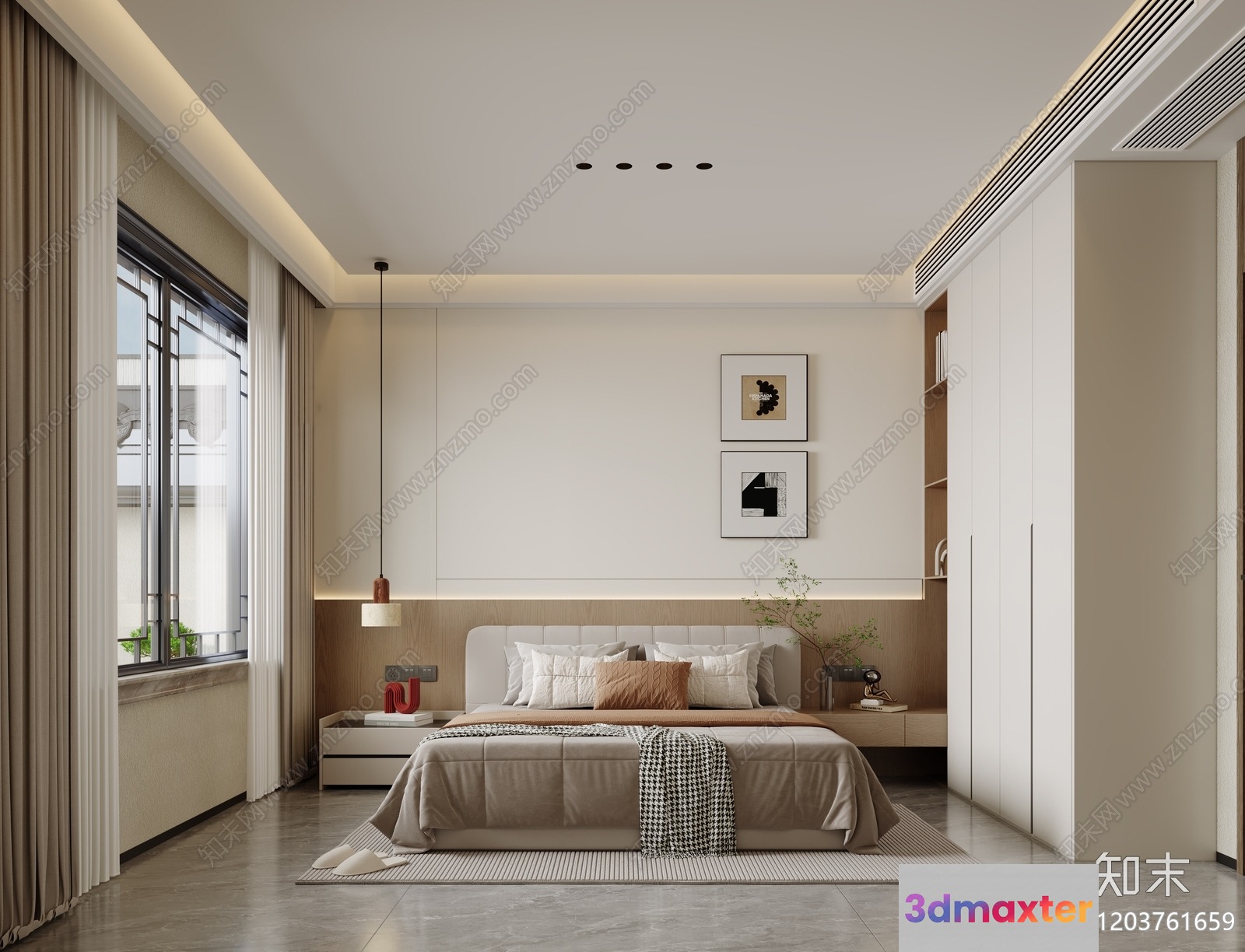 Cozy Modern Bedroom 3D Model - 8733 - CORONA Render