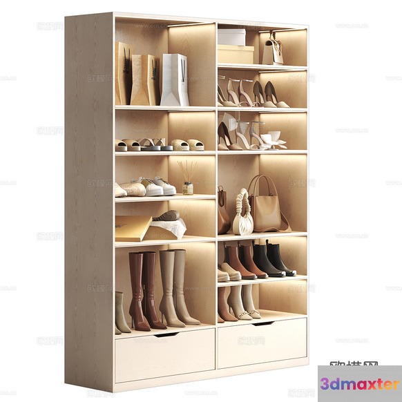 Shoe And Handbag Storage Unit 3D Model - 9956 - CORONA Render