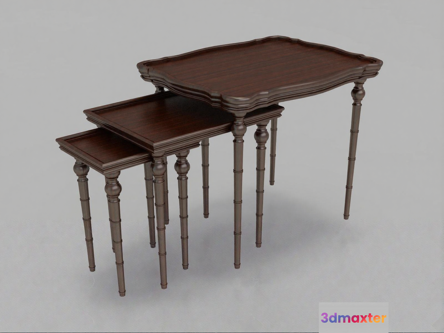 A Set Of Dark Wood Tables 3D Model - 11388 - VRAY Render