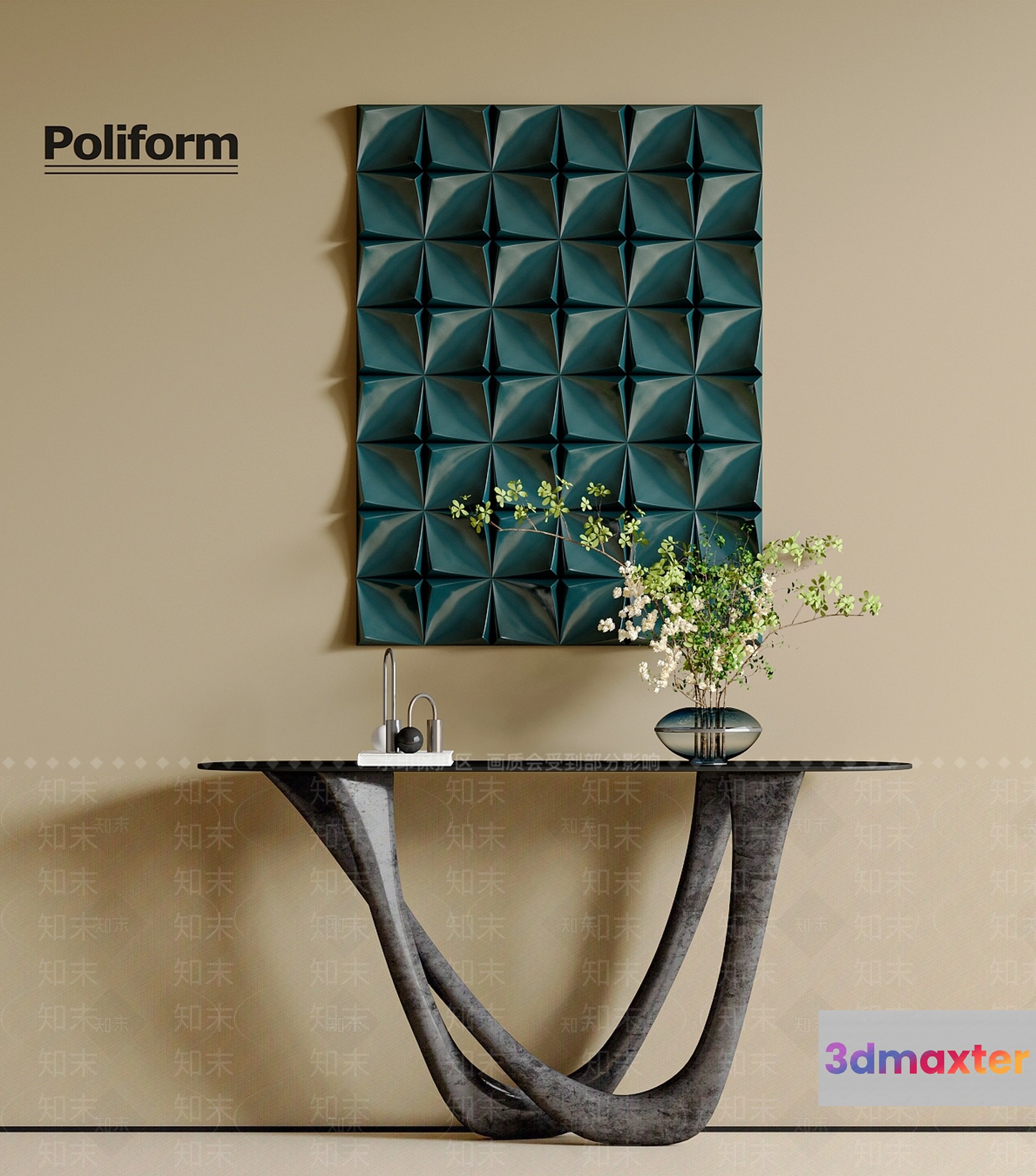 Modern Console Table 3D Model - 8396 - VRAY Render