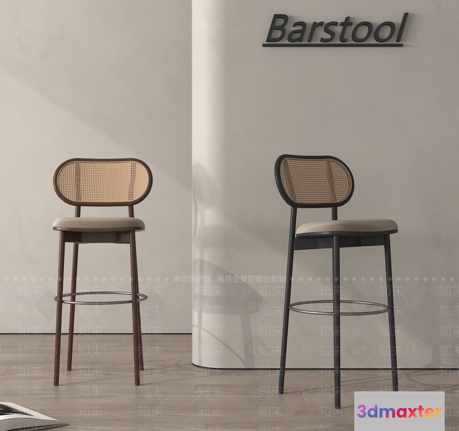 Barstool With A Cane Back 3D Model - 2330 - VRAY Render