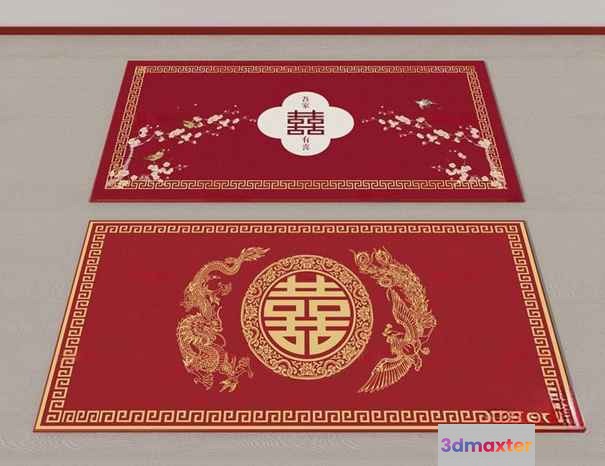 Gold And Red Rugs 3D Model - 3708 - VRAY Render