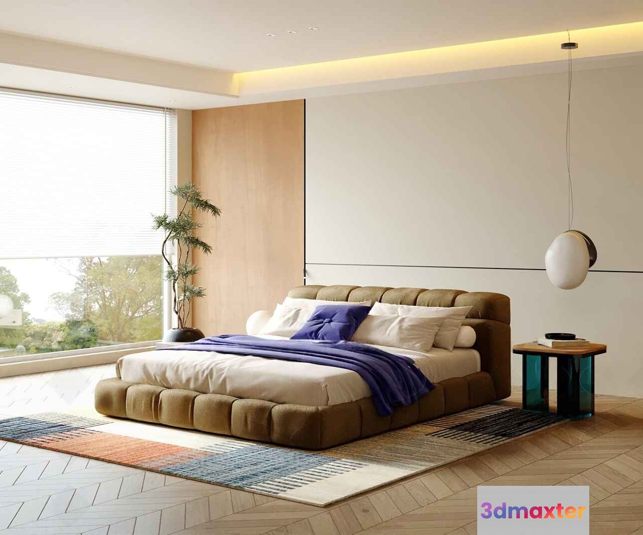 Cozy Modern Bedroom 3D Model - 4697 - VRAY Render