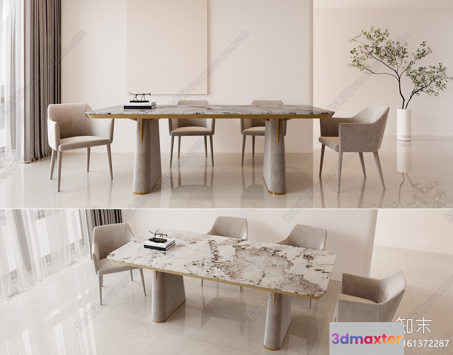 Modern Dining Table 3D Model - 8725 - CORONA Render