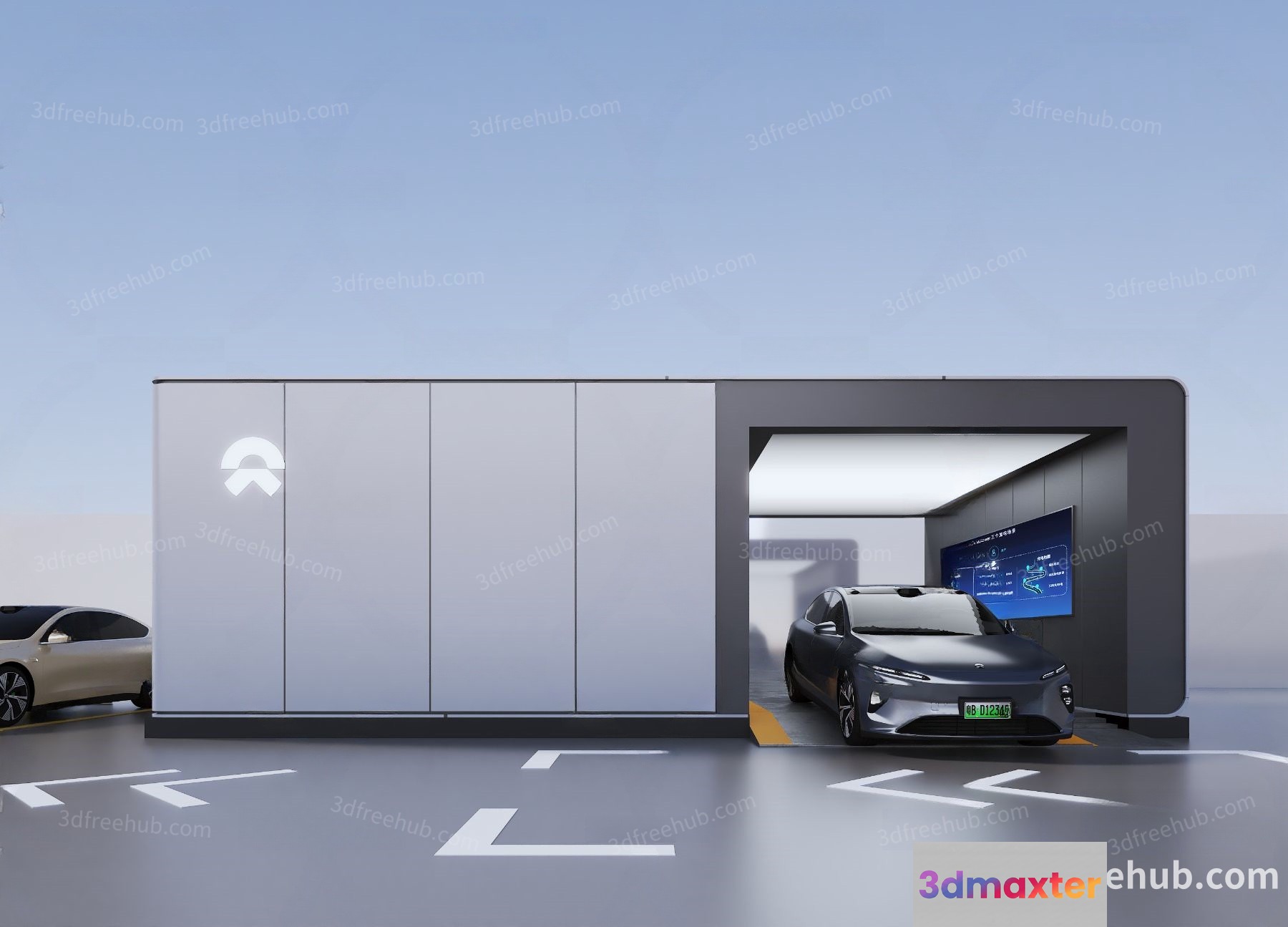 A Car In A Garage 3D Model - 22896 - VRAY Render