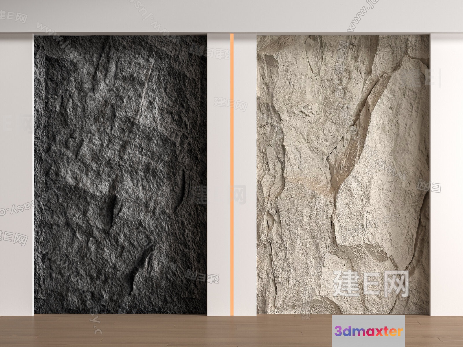 Two Large Stone Walls 3D Model - 12240 - VRAY Render