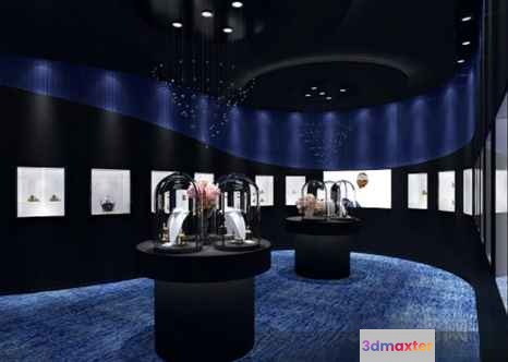 Dark Blue Gallery 3D Model - 856 - VRAY Render