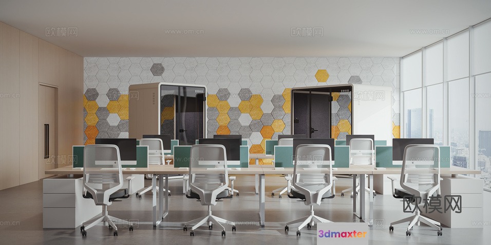 Modern Office Space 3D Model - 3402 - VRAY Render