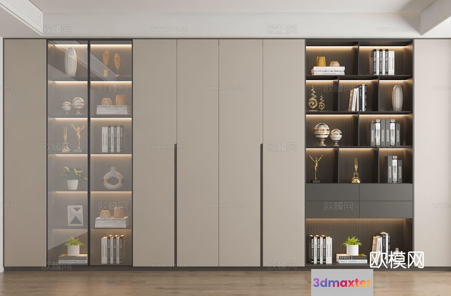 Modern Sliding Wardrobe 3D Model - 4871 - VRAY Render